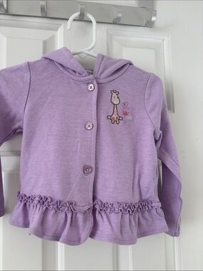 Absorba Lavender Knit Hooded Cardigan with Giraffe Embroidery